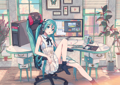 初音 未来 miku Hatsune Miku 画师：えこいくしまVOCALOID、初音未来、PV、オリジナル、らくがき、ミク誕生祭2014、ミク誕生祭2013、ミクの日2016