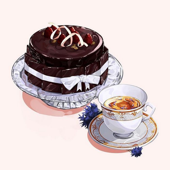歇一会，来个下午茶吧 ~ 美食 插画 By_mmumechii
