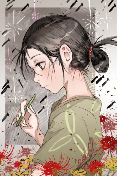 插画师木野花（ひらんこ）笔下动漫人物插画，这个画风爱了爱了 