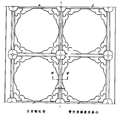 [cp]#古建小课堂#
【古建小木作·窗格·双交四椀菱花】
双交四椀菱花窗格是古建门窗装修格芯形式的一种，属于菱花窗，比三交六椀菱花的纹样等级低一点。
双交四椀菱花窗格的一束花组由四个花瓣组成，或者一个圆内有四个花瓣，而 每个花瓣由两个圆相交而成，后来经过发展，均以四边形（每两个边相交）为骨架雕凿的菱花，因此统称为双交四椀菱花。
双交四椀菱花窗格的两根棂条相交，以菱花组成四个圆形，正交为棂条中线相交成四个垂直夹角，斜交偏45度。其图案主要靠棂条花瓣变化形成，常见的有双交四椀球形格心、双交四椀古老钱格心等。