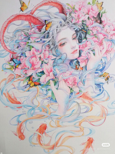 一组彩铅人物插画