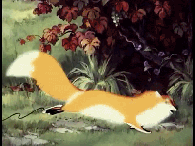 [cp]1954年冷门苏联动画短片《Tri meshka khitrostey》，狐狸忽悠刺猬为自己偷葡萄，结果反被刺猬扯住尾巴，落入农夫手里。狐狸画得真是可爱生动。 ​​​[/cp]