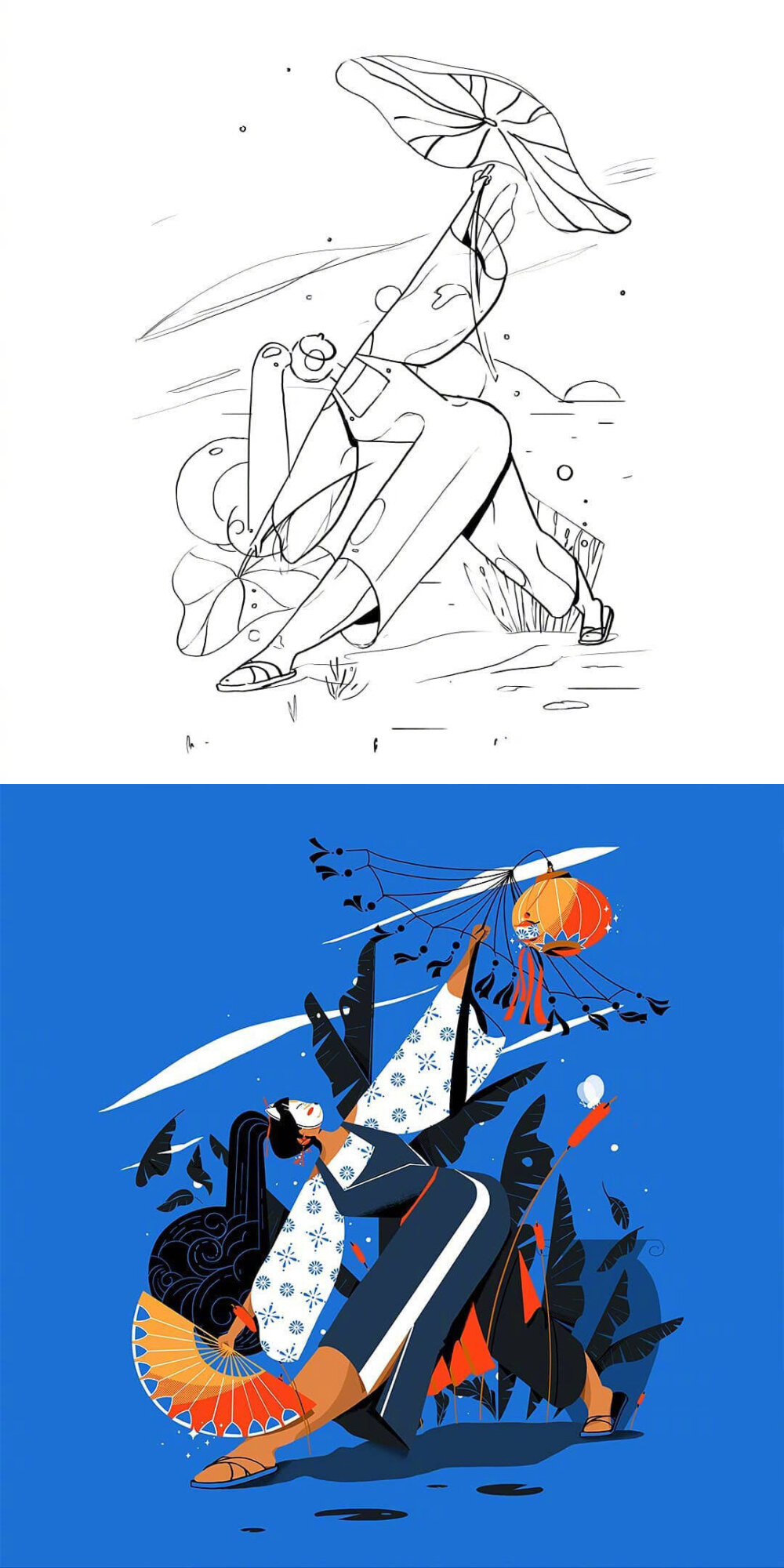 设计者灵感诞生稿
by:插画师 Nuria Boj
笔下的草稿和成稿