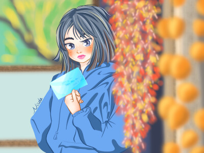 头像 壁纸 手机桌面 手绘 sketch painting wallpaper background head portrait illustration procreate by Nicole