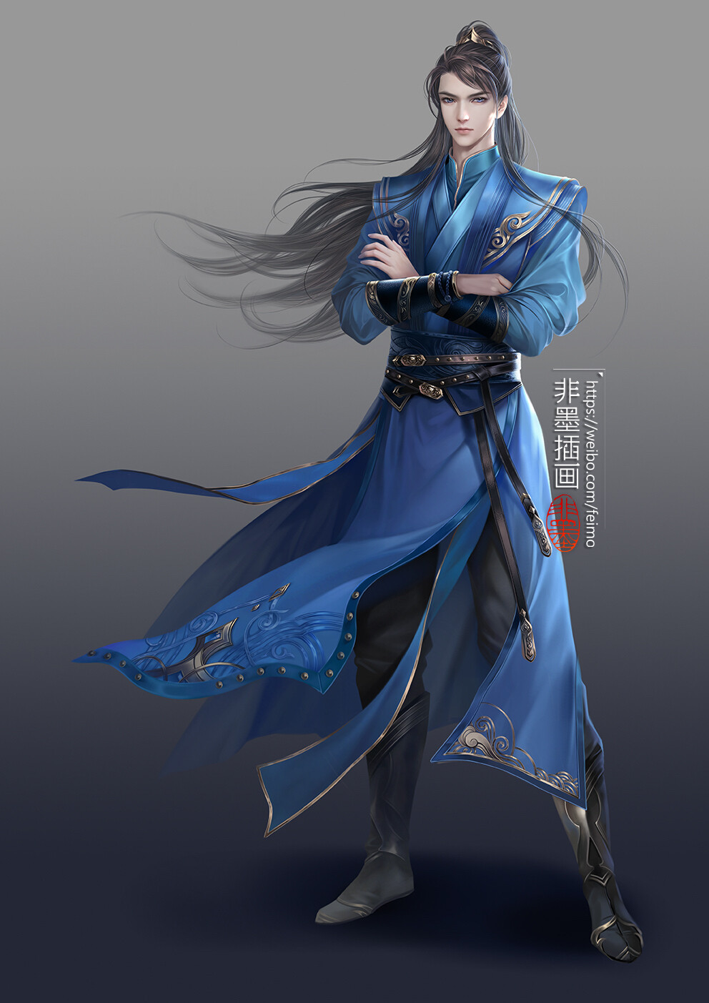 古风美男非墨插画