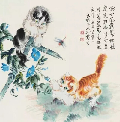 国画中的猫猫温柔可人