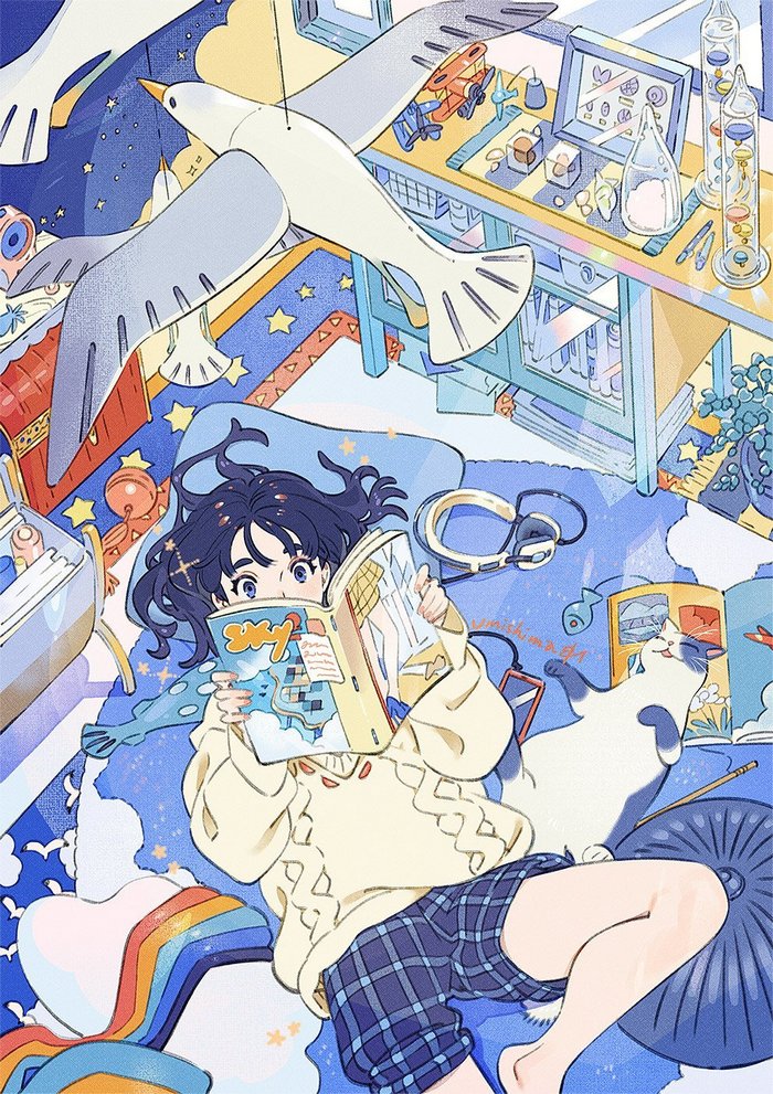 少女 猫咪 插画 By_画师Kaisen_Tobiuo