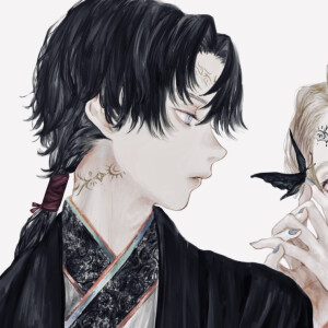 动漫情侣头像◇虎斑自截 图片来源：pixiv