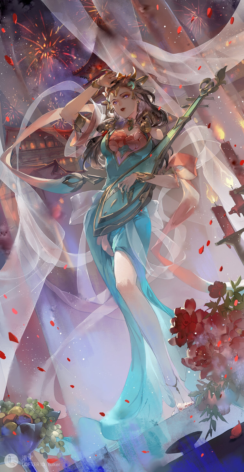 #王者荣耀# 杨玉环
画师lof：洛空