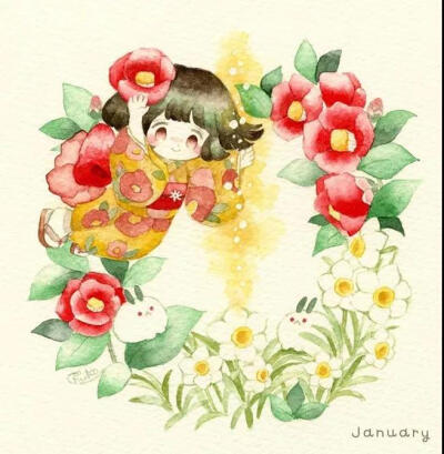 水彩少女插画集