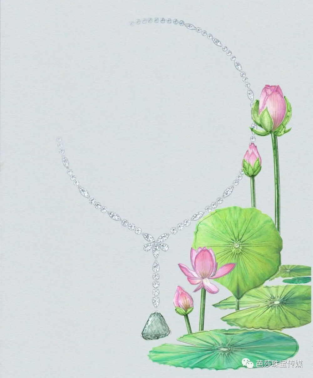 De Beers 戴比尔斯
Lotus By De Beers 高级珠宝
Awakening Lotus 初放莲花插画
