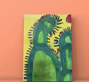 水彩画，仙人掌