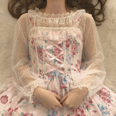 透明感 灯笼袖 蕾丝网纱 内搭 1