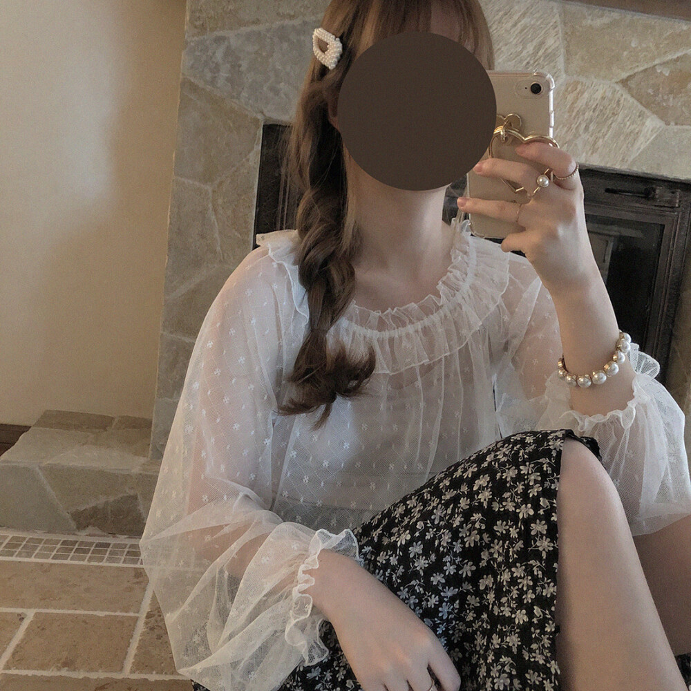 透明感 灯笼袖 蕾丝网纱 内搭 2