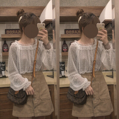 透明感 灯笼袖 蕾丝网纱 内搭 2