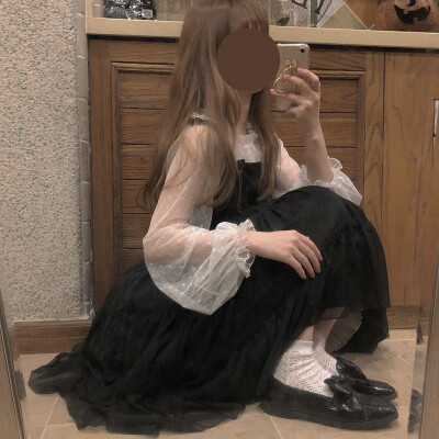 透明感 灯笼袖 蕾丝网纱 内搭 3