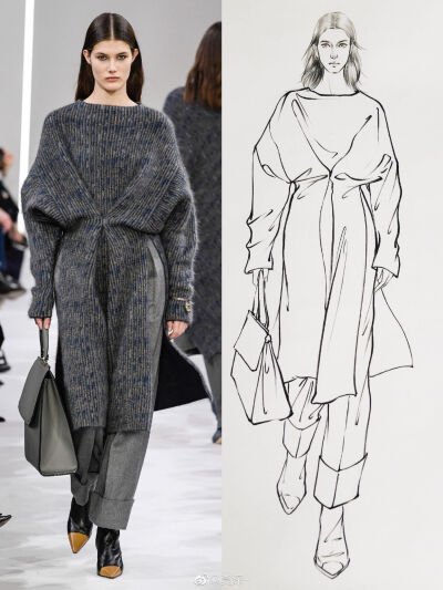 服装设计效果图，线描
