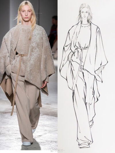 服装设计效果图，线描
