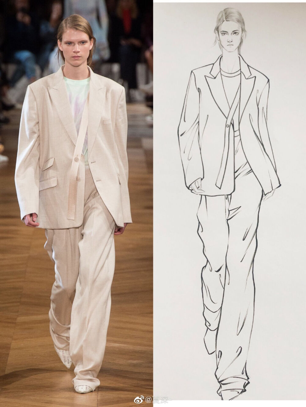 服装设计效果图，线描
