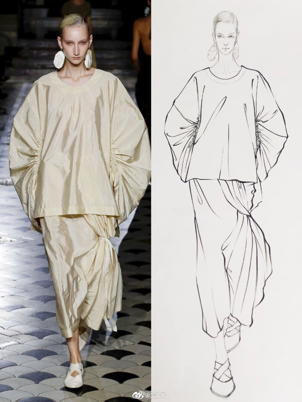 服装设计效果图，线描
