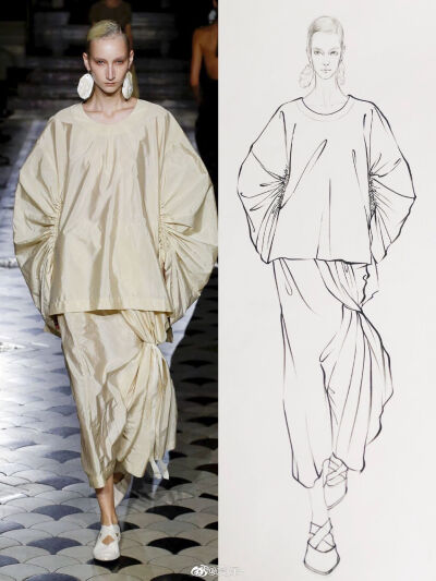 服装设计效果图，线描
