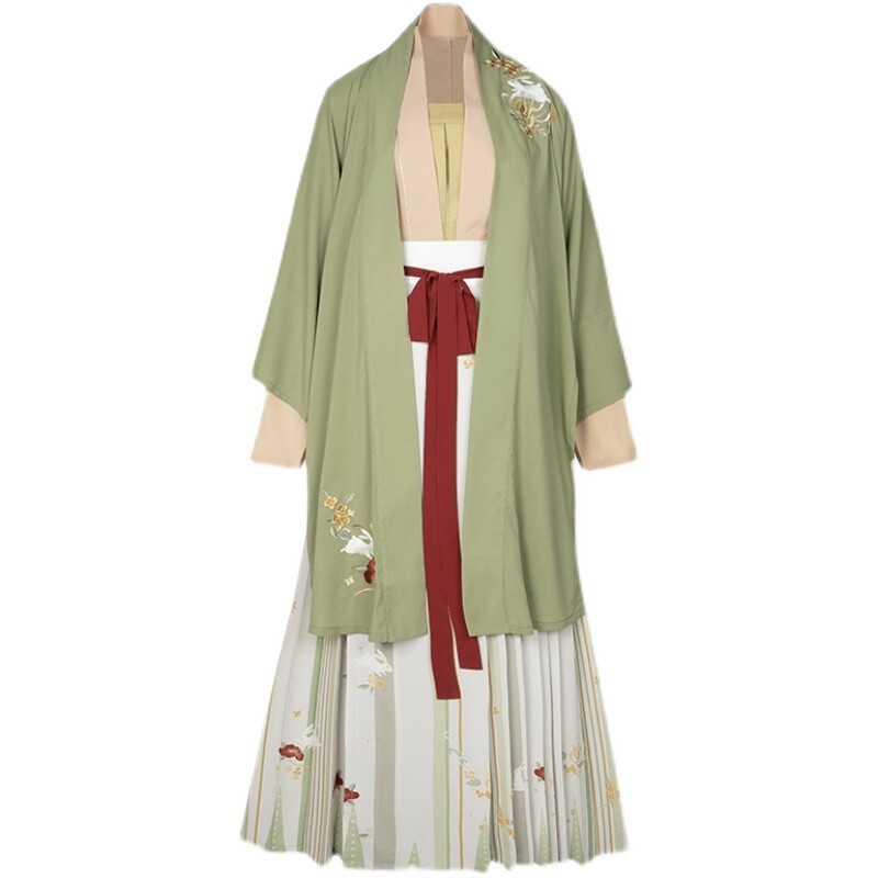 六仙书阁【桂花乌龙】对襟长衫飞机袖百迭裙