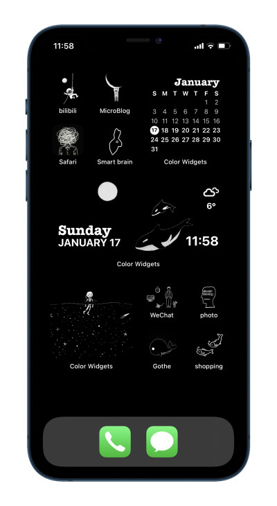 超爱Ios14的桌面整理，自己做的油彩画风格，莫兰迪风格和黑暗风格
