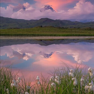 治愈系壁纸 风景 晚霞花海