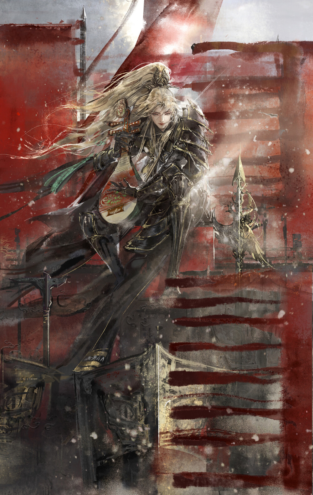 插画壁纸。 古风