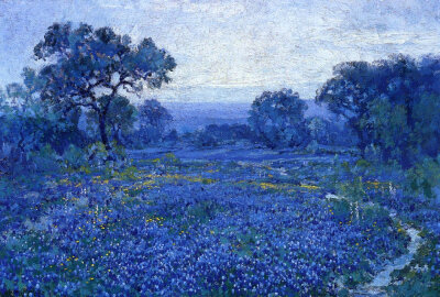 美国印象派画家Robert Julian Onderdonk（1882-1922）一生经济状况不佳，40岁于故乡德克萨斯州离世，留下大量油画作品，关于他眼中故乡的蓝色矢车菊