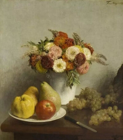 Henri Fantin-Latour 花卉作品 | 亨利·方丹·拉图尔（Henri Fantin-Latour）生于1836年，法国的画家和石板画家，他的花卉画和静物画尤为出名。