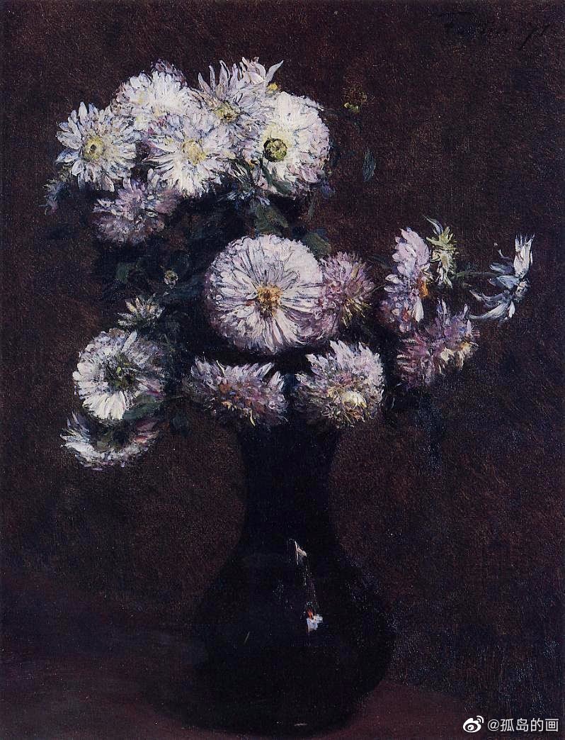 Henri Fantin-Latour 花卉作品 | 亨利·方丹·拉图尔（Henri Fantin-Latour）生于1836年，法国的画家和石板画家，他的花卉画和静物画尤为出名。