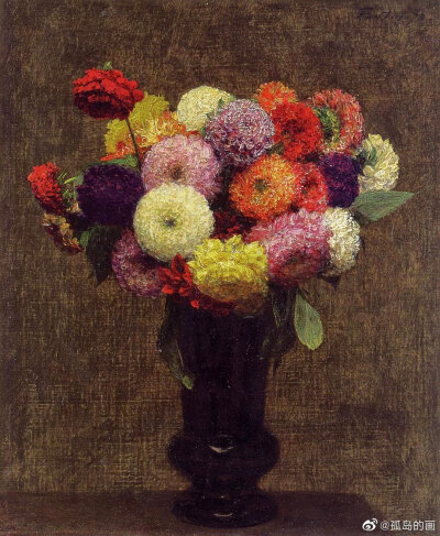 Henri Fantin-Latour 花卉作品 | 亨利·方丹·拉图尔（Henri Fantin-Latour）生于1836年，法国的画家和石板画家，他的花卉画和静物画尤为出名。