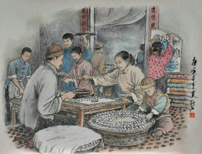 王永潮老北京风情画作品