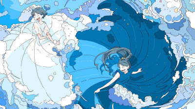 第一千二百二十九期-Nara_lalana 日本插画师 经典蓝色系插画