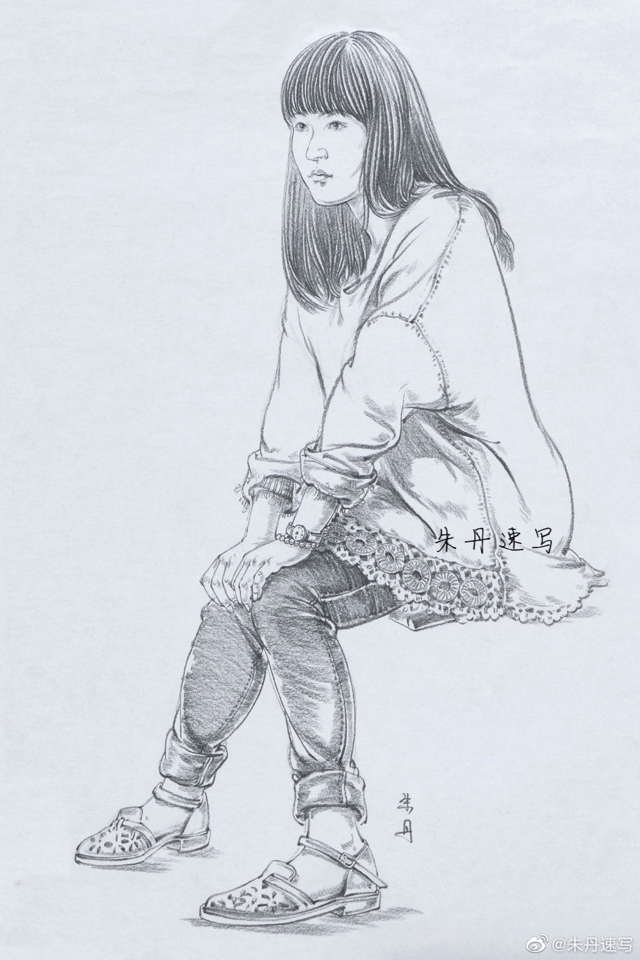 速写 侧身坐姿