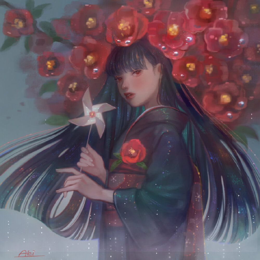 日本插画师 aki_a0623(twi)唯美梦幻的人物插画