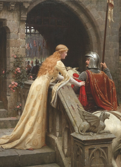 “上帝的速度！ （1900）”
埃德蒙·布莱尔·莱顿（Edmund Blair Leighton）（1852年9月21日至1922年9月1日）是英国历史题材流派画家，专门研究摄政和中世纪题材。