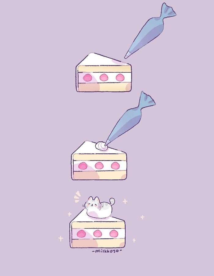 猫咪与美食 插画 By_Milkkoyo