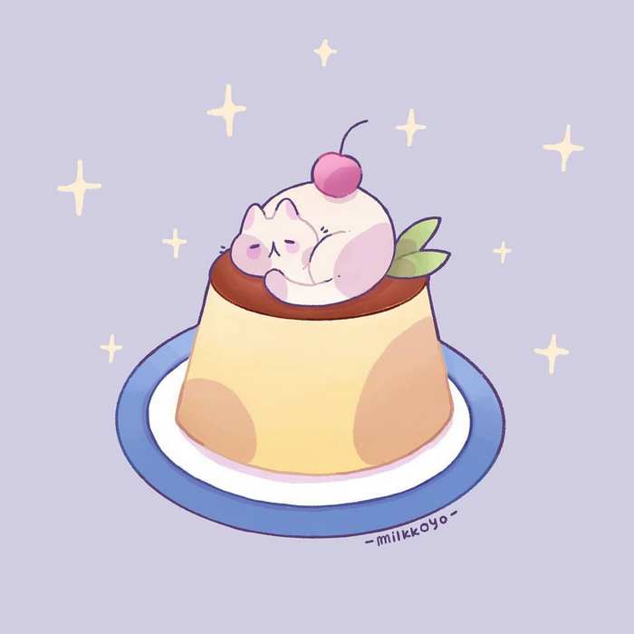 猫咪与美食 插画 By_Milkkoyo