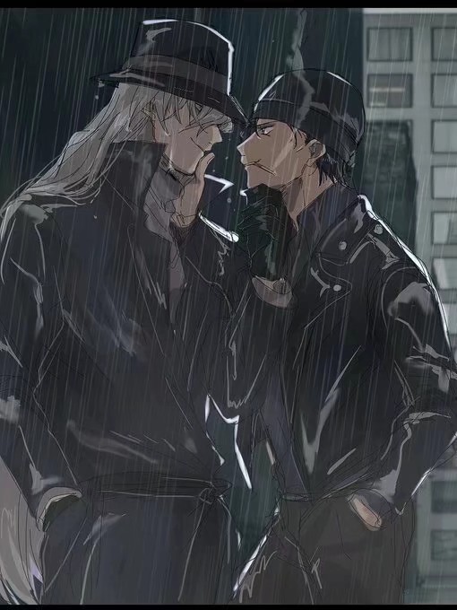 #名侦探柯南##赤酒#日本画师興路 笔下的暴力cp，赤井秀一 X 琴酒 。可帅可萌，我先磕为敬