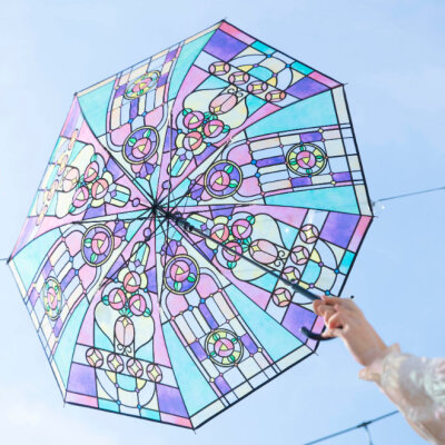 YOU+MORE! 新推出的复古彩绘玻璃风透明晴雨伞