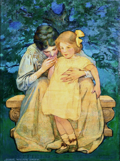 百年前的母子温情。作者：上世纪美国插画家Jessie Willcox Smith ​​​​