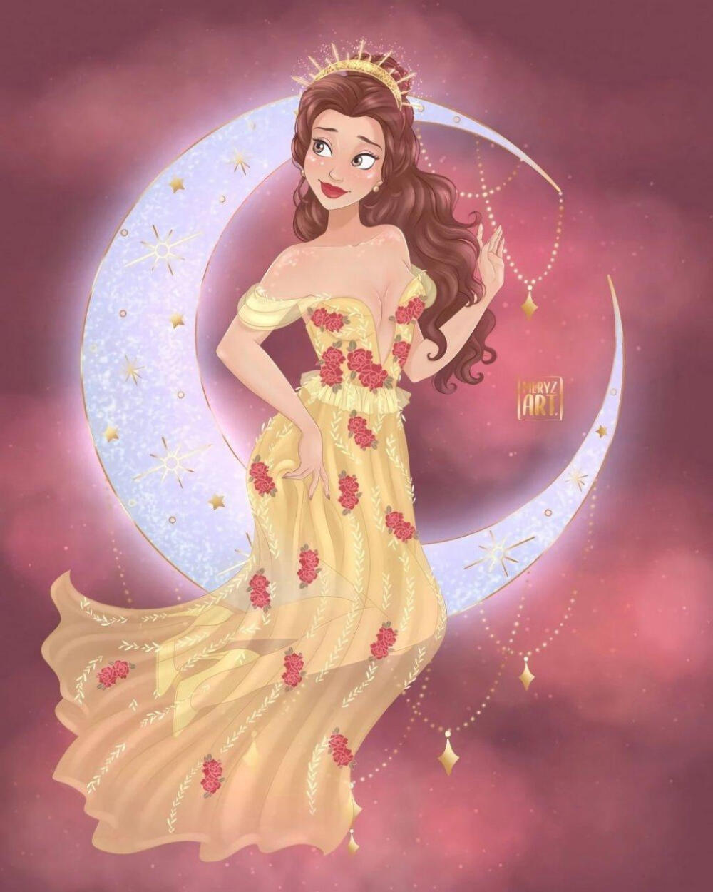 迪士尼公主水彩插画图片