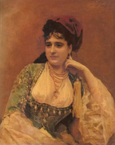 西班牙现实主义画家Raimundo de Madrazo y Garreta油画人物画作品