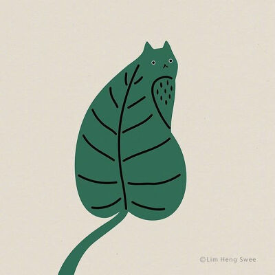 隐藏的猫咪，插画by Lim Heng Swee ​​​​