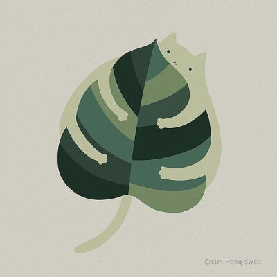 隐藏的猫咪，插画by Lim Heng Swee ​​​​