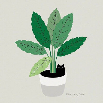 隐藏的猫咪，插画by Lim Heng Swee ​​​​