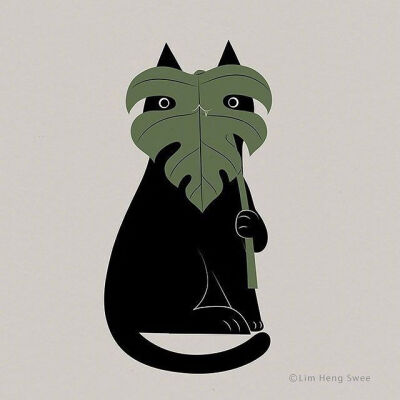 隐藏的猫咪，插画by Lim Heng Swee ​​​​