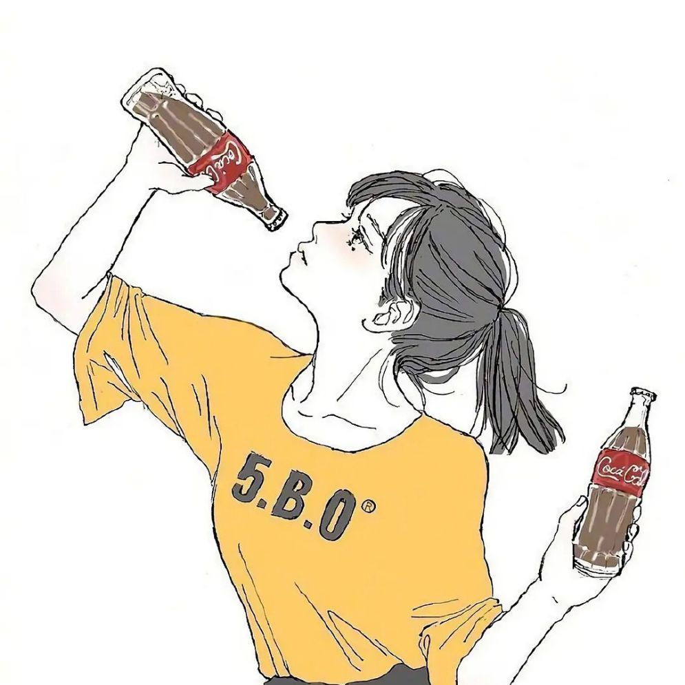 喝可乐的女生头像动漫图片